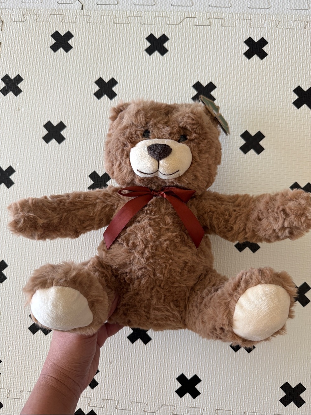 The Petting Zoo Recycle 12” Plush Brown Teddy Bear with Ribbon NWT